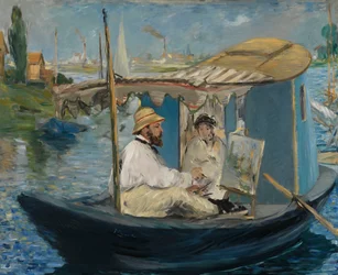 Claude Monet Painting in His Studio Boat