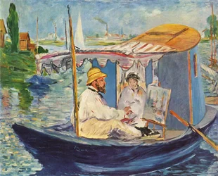 Claude Monet Painting in His Studio Boat