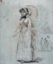 Woman Walking with an Open Umbrella, 1880