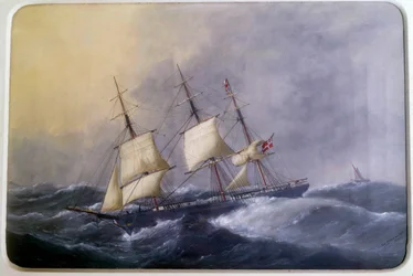 A Three Mats of Commerce in 1882. Watercolour by Edouard Adam. 1882. Paris, Musee de la Marine