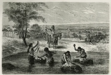 Water Carriers and Washerwomen of Cartago (Colombia) (engraving by Riou, to illustrate the story of America Equinoxiale by E. Andre)