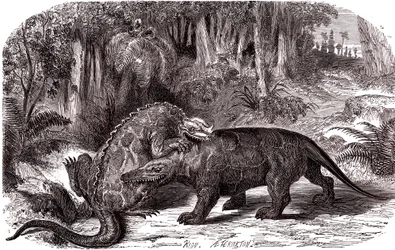 The Iguanodon and the Megalosaurus