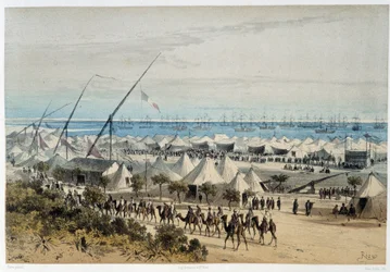 The harbor of Ismalia and the camp of guests at the inauguration of the Suez Canal - in 