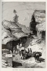 Types of Pakhala. Engraving by Riou, to illustrate the story From Niger to the Gulf of Guinee by Captain Louis Gustave Binger