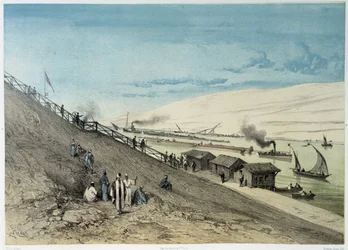 View of the Canal in the Inauguration of the Suez Canal by G. Nicole, 1869