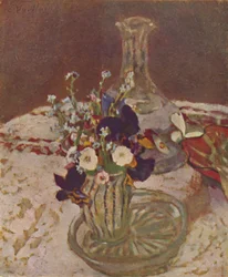 Bouquet of Pansies, Forget-me-nots, and Daisies About 1900, c1900, 1946