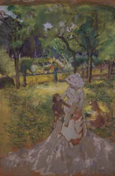 Mother and Child in the Garden Morning in the Orchard