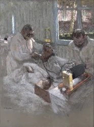The Cardiologist Henri Vaquez (1860-1936) and his Assistant, Doctor Parvu, at la Pitie, c.1918-21