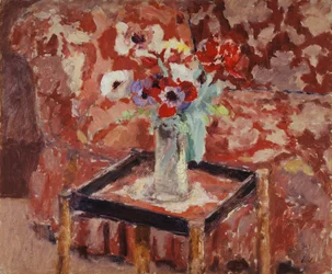 Vase of Anemones on a Table