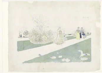 Walkers in the Tuileries Park in Paris