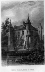 Clair marsh near Saint Omer, Pas-de-Calais, Nord-Pas-de-Calais region, France. Engraving by Willmann in 