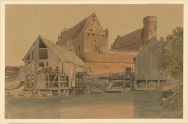 Allenstein Castle, with a Watermill in the Middle Distance