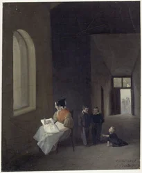 Woman with Children in a Hall