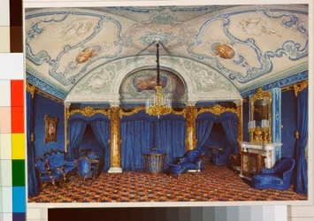 Interiors of the Winter Palace: The Fourth Reserved Apartment - A Bedroom (Watercolour by Eduard Hau)