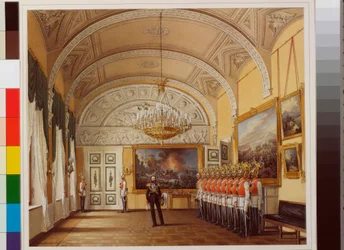 Interiors of the Winter Palace: The Guardroom (Watercolour by Eduard Hau)