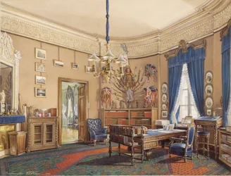 Interiors of the Winter Palace. The Study of Crown Prince Nikolay Aleksandrovich