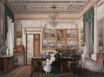 Interiors of the Winter Palace. The Study of Emperor Alexander II, 1850s