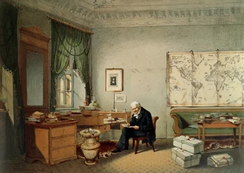 Baron Alexander von Humboldt (1769-1859) in his Study