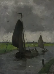Watercourse with Sail Barges