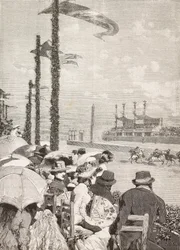 Horse races at the Pompeian festivals, Pompeii, Italy, engraving from drawing by Edoardo Dalbono, from L