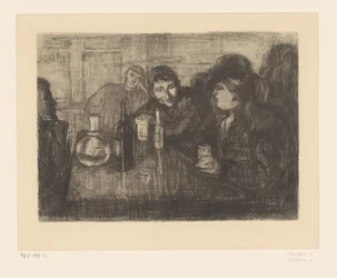 Men around a table in a café