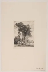 Landscape. Cows by a Forest