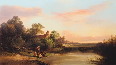 English Landscape with Cottage and Stream
