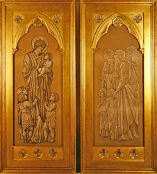 Christ blessing the little children and women bringing children to the presence of Christ