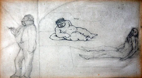 William Morris and the Artist in a Steam Bath, c.1890