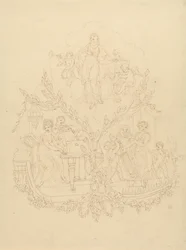 Female Figures and Putti Playing Musical Instruments