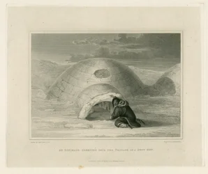 An Eskimo Creeping into the Passage of a Snow Hut