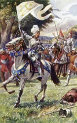 Joan of Arc, leading her army