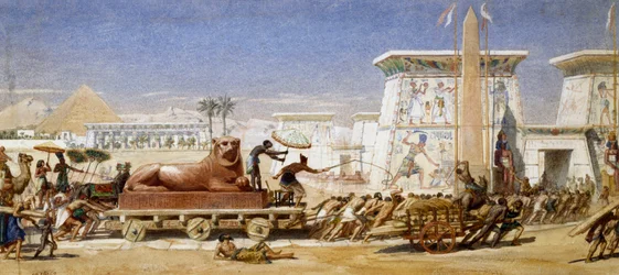 Ancient Egypt: The Transport of a Lion Statue to the Temple