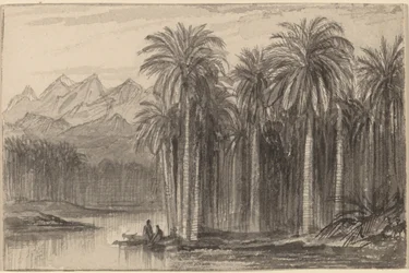 Figures Setting Out in Canoes from a Palm Grove Wady Feiran