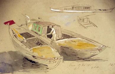Studies of Venetian boats, on the shore