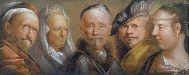Studies of Five Heads after Rembrandt