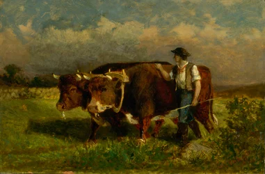 Untitled man with two oxen, 1869