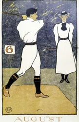 Couple Playing Golf - in "Golf Calendar" by Edward Penfield