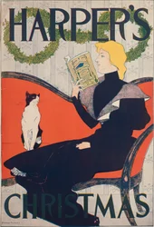 Woman on a Red Sofa Reading, Christmas Harper