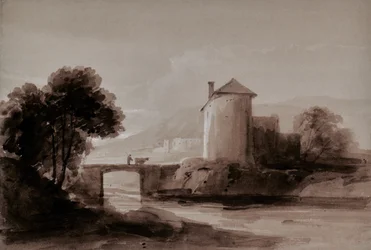Landscape with Man and Cow on a Bridge