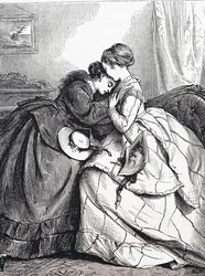 An older sister comforting her young sister