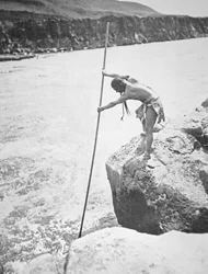 Chinook People Spearing Salmon in the Columbia River