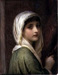 Girl in a White and Gold Headscarf