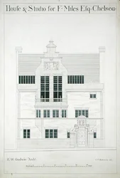 House and Studio for F. Miles Esq, Chelsea, engraved by C.P. Edwards