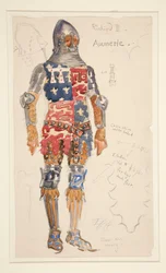 Aumerle (armed), costume sketch for Henry Irving