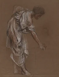 Bending Woman in Classical Dress - study