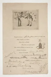 Etching by E.A. Abbey: The Kinsmen - (Illustration to a French Verse)
