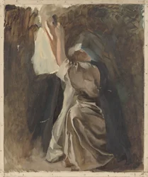 Figure Study of a Nun, for The Infancy of Galahad, in The Quest and Achievement of the Holy Grail, Book Delivery Room, Boston Public Library