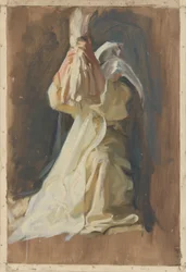 Figure Study of a Nun, for The Infancy of Galahad, in The Quest and Achievement of the Holy Grail, Book Delivery Room, Boston Public Library