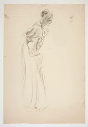 Sketch of a Woman, Stooped and Praying